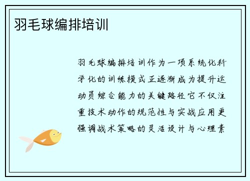 羽毛球编排培训
