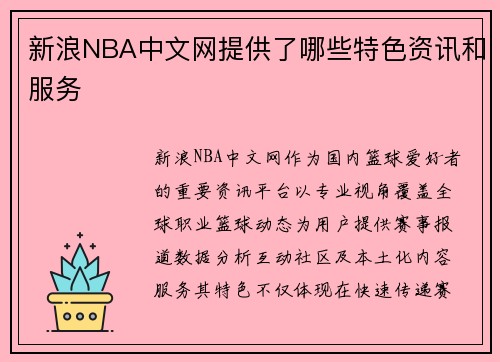 新浪NBA中文网提供了哪些特色资讯和服务