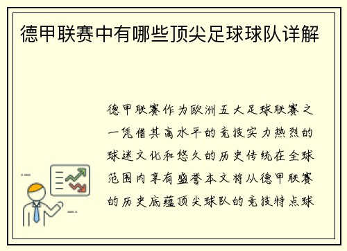 德甲联赛中有哪些顶尖足球球队详解